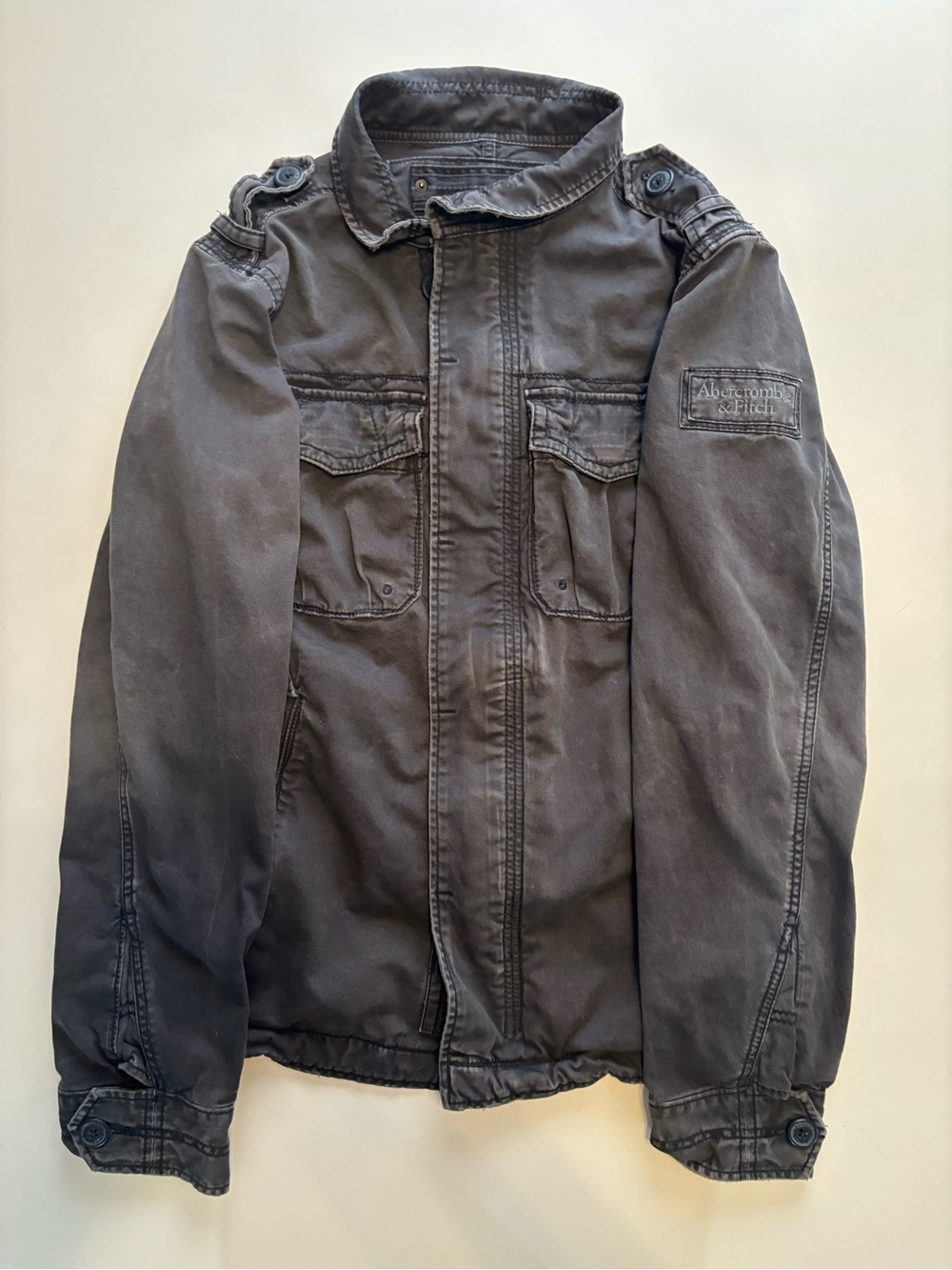 Abercrombie & Fitch Men’s Dark Gray faded sentinel Military Field Jacket